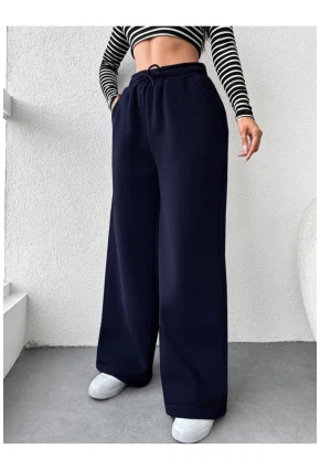 Kadın İki İplik Şardonlu Eşofman Altı Lacivert