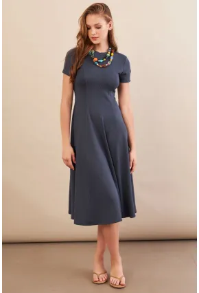 Kadın İndigo Midi Çan Elbise DMR461