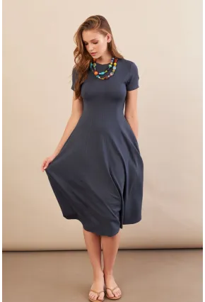 Kadın İndigo Midi Çan Elbise DMR461