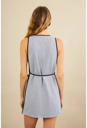 Kadın İndigo Mini Keten Elbise MSİ103