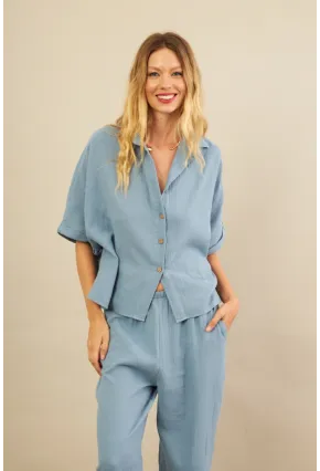 Kadın İndigo Müslin Gömlek BTY101
