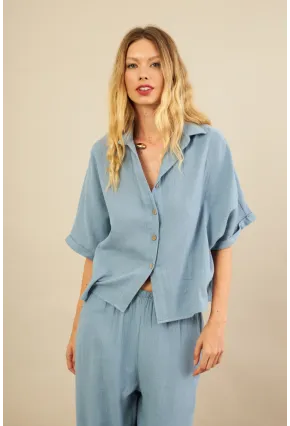 Kadın İndigo Müslin Gömlek BTY101