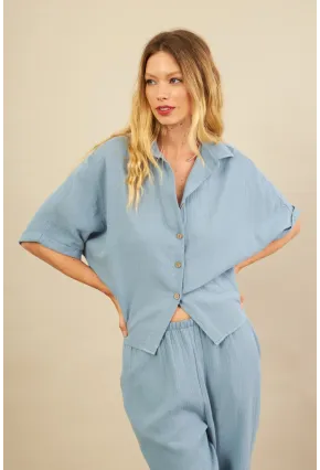 Kadın İndigo Müslin Gömlek BTY101