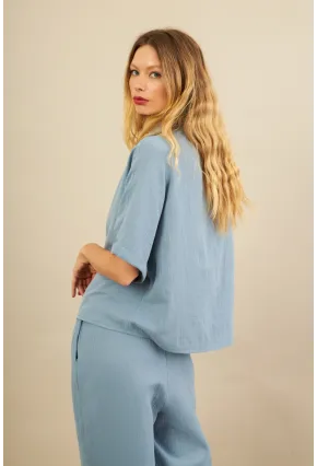 Kadın İndigo Müslin Gömlek BTY101