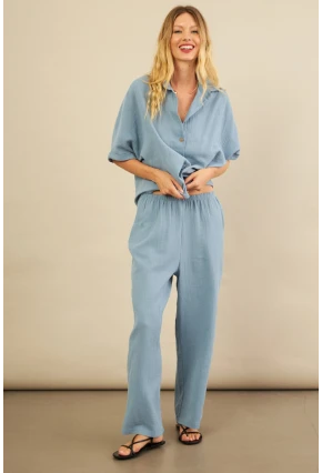 Kadın İndigo Müslin Pantolon BTY102