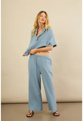 Kadın İndigo Müslin Pantolon BTY102