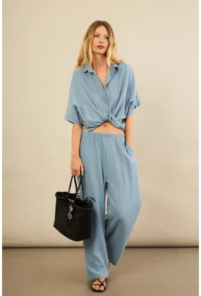 Kadın İndigo Müslin Pantolon BTY102