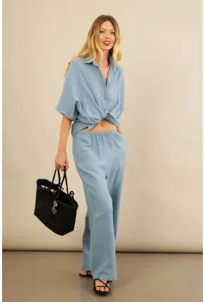 Kadın İndigo Müslin Pantolon BTY102