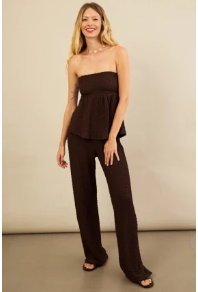 Kadın Kahverengi Bubble Alt Üst Takım FLU337
