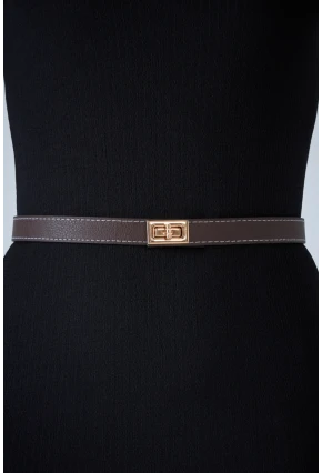 Kadın Kahverengi Kilit Tokalı Kemer VEA080