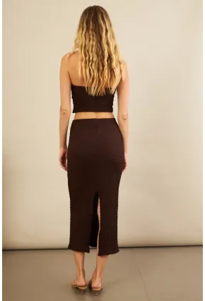 Kadın Kahverengi Straplez Alt Üst Bubble Takım FLU340