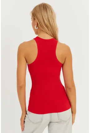 Kadın Kırmızı Halter Yaka Bluz AYD299