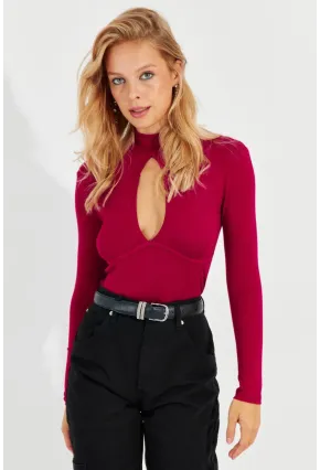 Kadın Kırmızı Önü Damla Bluz LPP1239