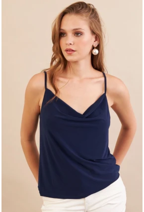 Kadın Lacivert Degaje Yaka Bluz LPP1286-90