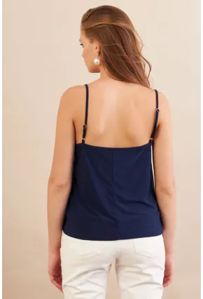 Kadın Lacivert Degaje Yaka Bluz LPP1286-90