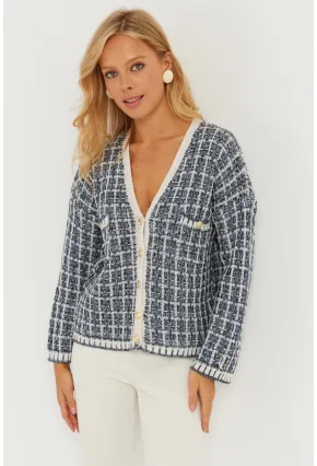 Kadın Lacivert Düğme Detaylı Hırka MİW4461