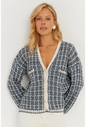 Kadın Lacivert Düğme Detaylı Hırka MİW4461