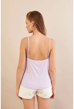 Kadın Lila Degaje Yaka Bluz LPP1286-90