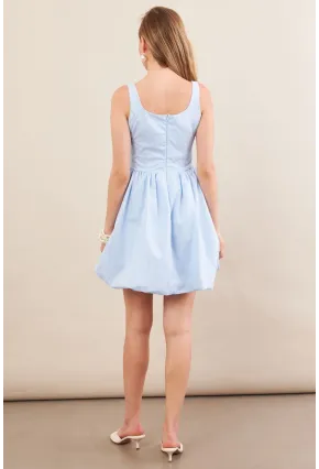 Kadın Mavi Askılı Mini Balon Elbise ERL105