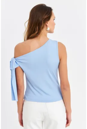 Kadın Mavi Bağlama Detaylı Bluz TF50