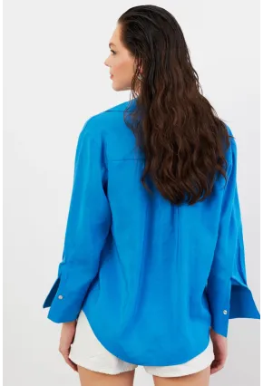 Kadın Mavi Basic Gömlek SOL3664