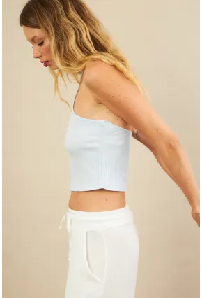 Kadın Mavi Boncuk Detaylı Sırtı Açık Bluz LPP1245-90