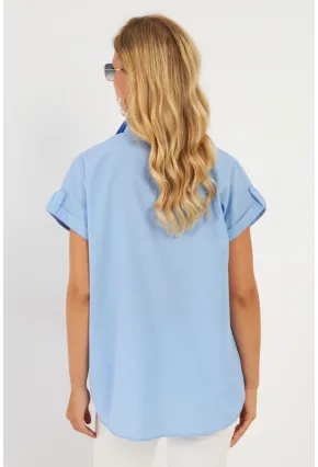 Kadın Mavi Cepli Gömlek ZER410