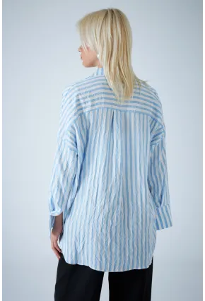 Kadın Mavi Çizgili Gömlek ELN600