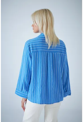 Kadın Mavi Çizgili Gömlek ELN602