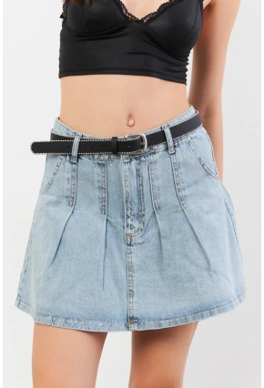 Kadın Mavi Denim Mini Etek TUR1000