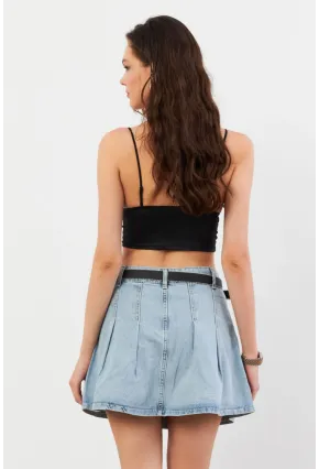 Kadın Mavi Denim Mini Etek TUR1000