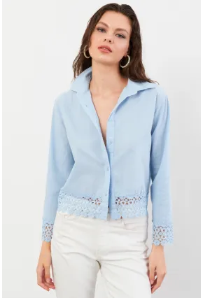 Kadın Mavi Güpürlü Gömlek MPC030