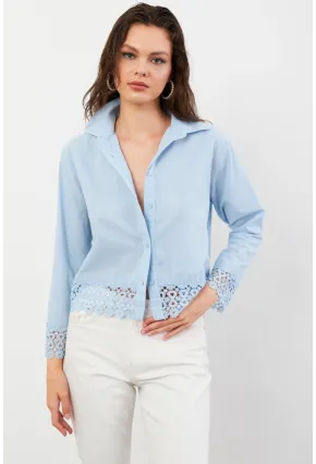 Kadın Mavi Güpürlü Gömlek MPC030