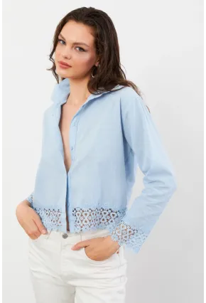Kadın Mavi Güpürlü Gömlek MPC030