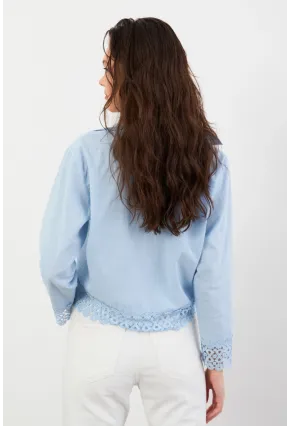 Kadın Mavi Güpürlü Gömlek MPC030