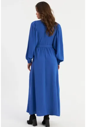 Kadın Mavi Kemerli Maxi Elbise MASF15