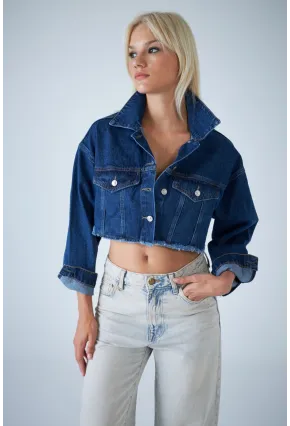 Kadın Mavi Kısa Denim Ceket TSS103