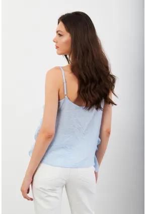 Kadın Mavi Krinkıl Bluz SOL1504