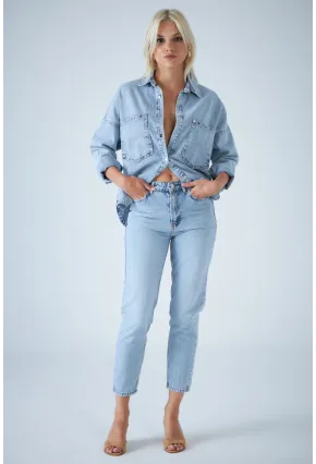 Kadın Mavi Yüksek Bel Jean TSS1001