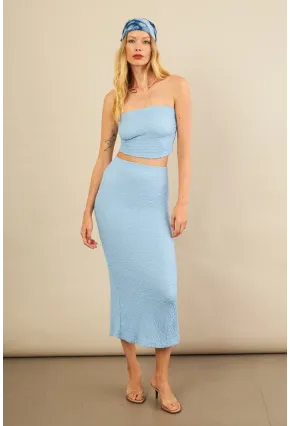 Kadın Mavi Straplez Alt Üst Bubble Takım FLU340