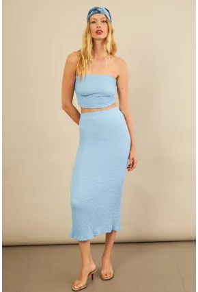 Kadın Mavi Straplez Alt Üst Bubble Takım FLU340