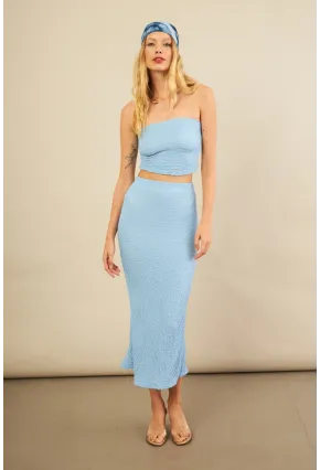 Kadın Mavi Straplez Alt Üst Bubble Takım FLU340