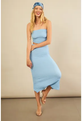 Kadın Mavi Straplez Alt Üst Bubble Takım FLU340