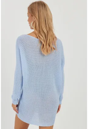 Kadın Mavi Triko Kazak SMT223