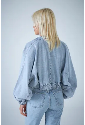 Kadın Mavi Yarasa Kol Denim Ceket TSS102