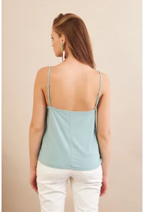 Kadın Mint Degaje Yaka Bluz LPP1286-90