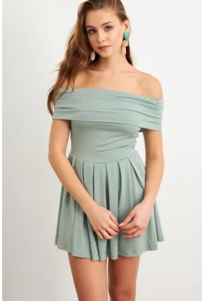 Kadın Mint Madonna Yaka Midi Elbise MON1262-1