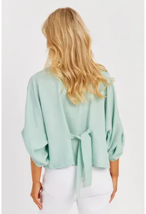 Kadın Mint Yarasa Kol Kısa Gömlek GÇ160