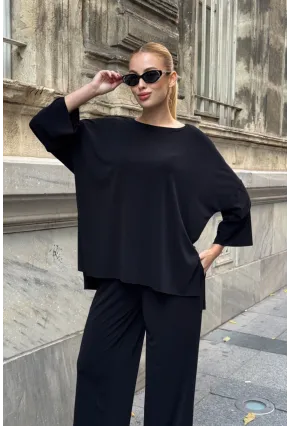 Kadın Modal Kumaş Bluz Pantalon Alt Üst Takım