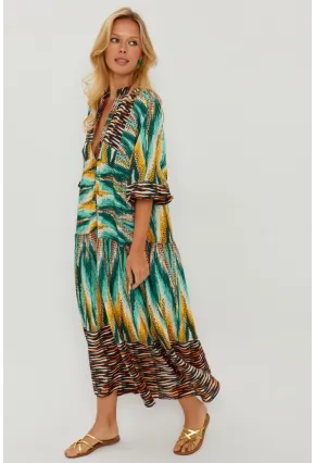 Kadın Multi Desenli Salaş Maxi Elbise GÇ166